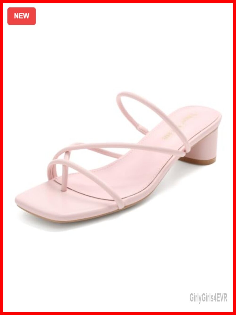 Strappy Chunky Block Heel Thong Sandals Square Toe Slip On Mules